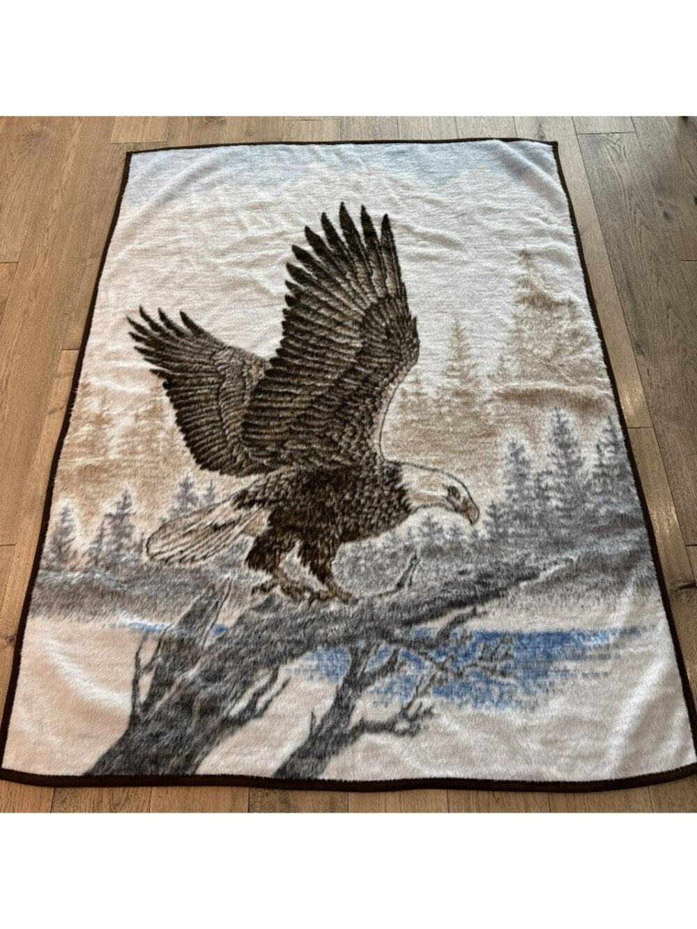 Vintage Biederlack Acrylic Blanket Eagle 79"x58" Made in USA